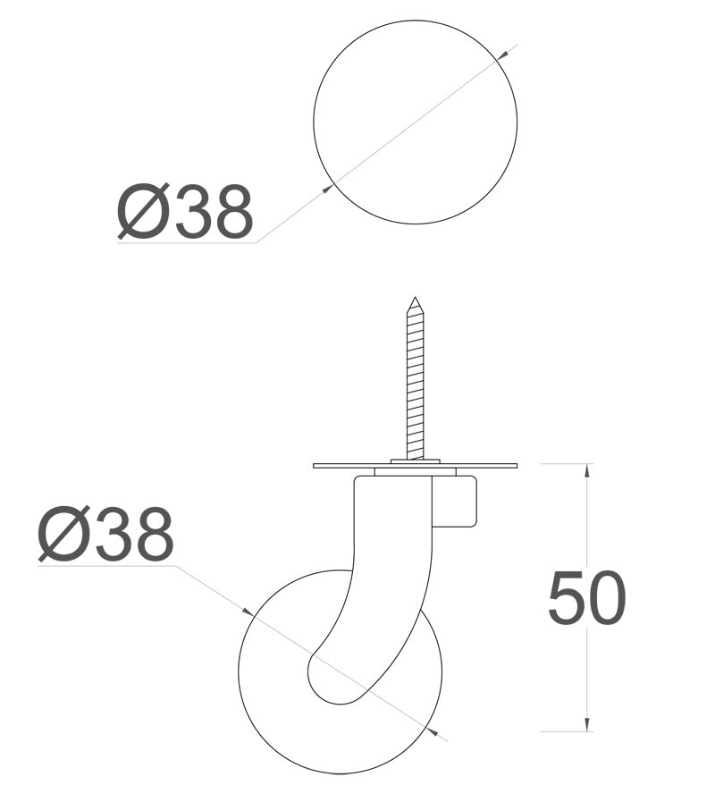 Brass Screw Castor with Double Rubber Tyre